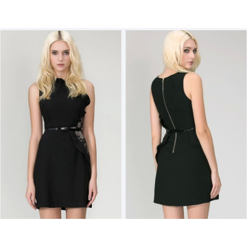 2016 Atacado Moda Atacado Moda Preto Mini Vestido Mulher